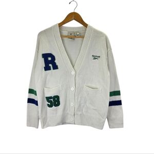Reebok x Forever 21 Collaboration Varsity V Neck Knit Cardigan Women's Size S